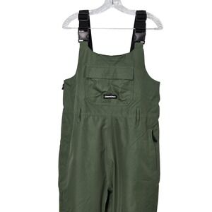 CHAMONIX Snow Pants Mens L Green Bib Twill Lined Pull-On Relaxed Ski Pockets